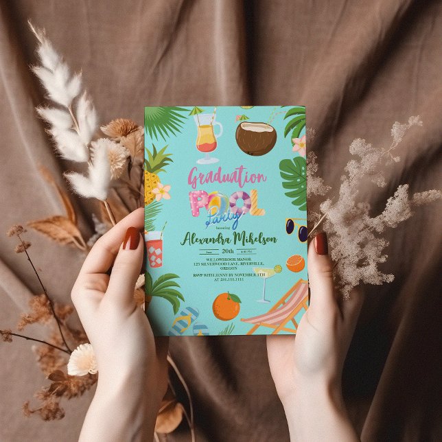 Convite Festa de formatura de Piscina tropical (Criador carregado)