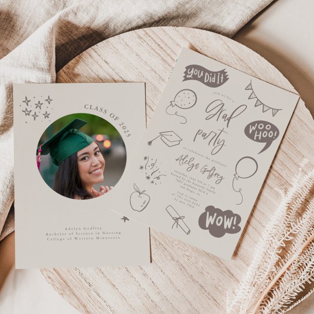 Convite Festa de formatura de Portão Simky Beige Desenhada (Criador carregado)