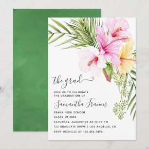 Convite Festa de formatura de praia tropical de aquarela