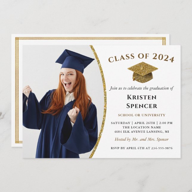 Convite Festa de formatura de quadros de fotos do Formando (Frente/Verso)