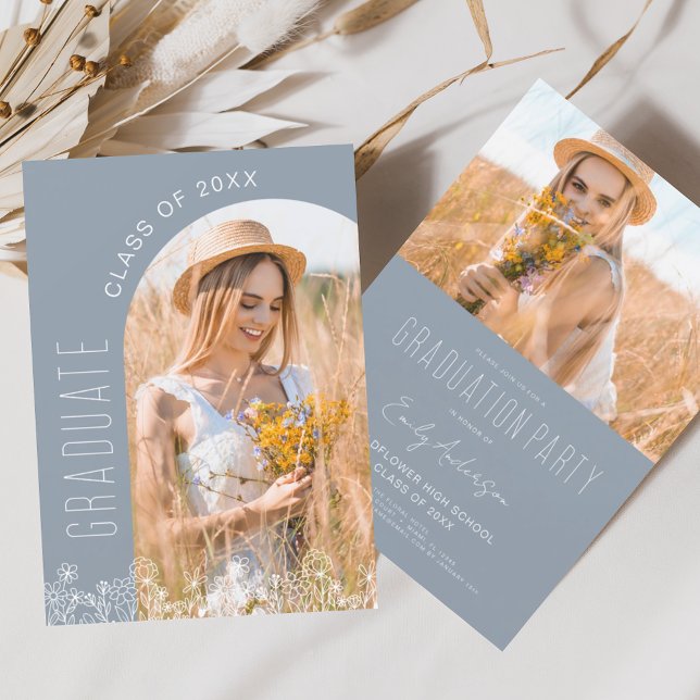 Convite Festa de formatura de Sangue de Flor Selvagem Azul (Criador carregado)