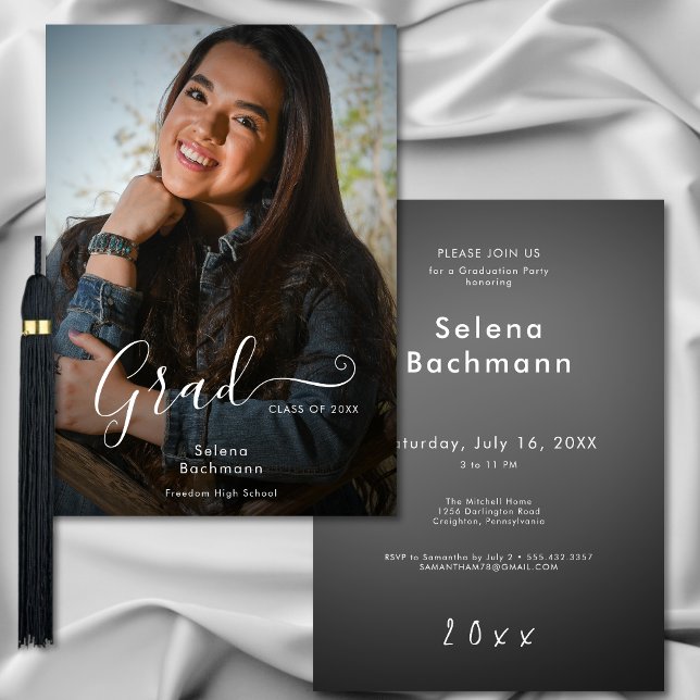 Convite Festa de formatura de Script de Formando de Fotogr (Modern Photo Graduate Script Graduation Party Invitation)