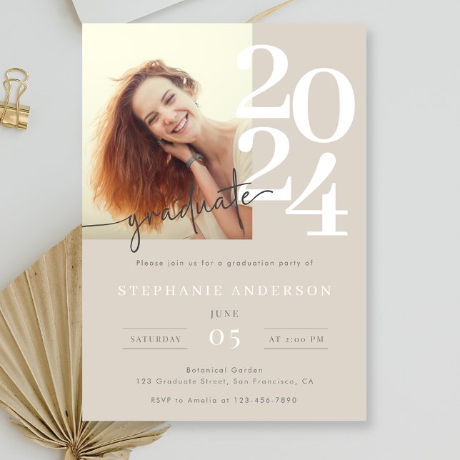 Convite Festa de formatura de Script de Fotografia Simples (Class of 2024 graduation party invitation )
