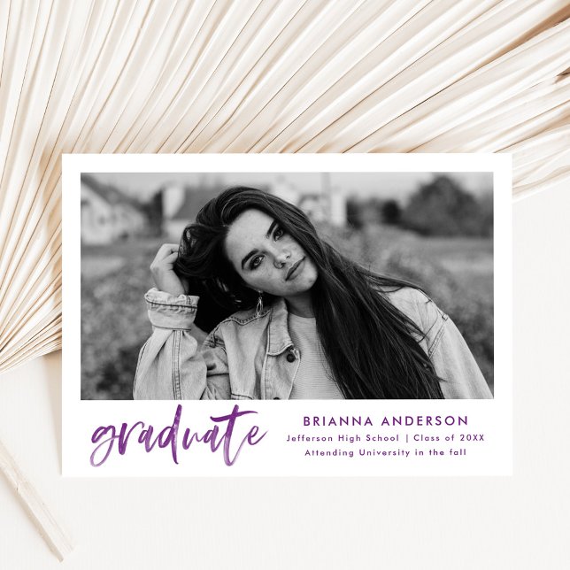 Convite Festa de formatura de Script de Pincel Púrpura de  (Criador carregado)