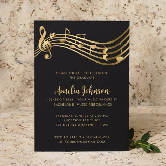 Convite Festa de formatura de Script do Dourado Music Note