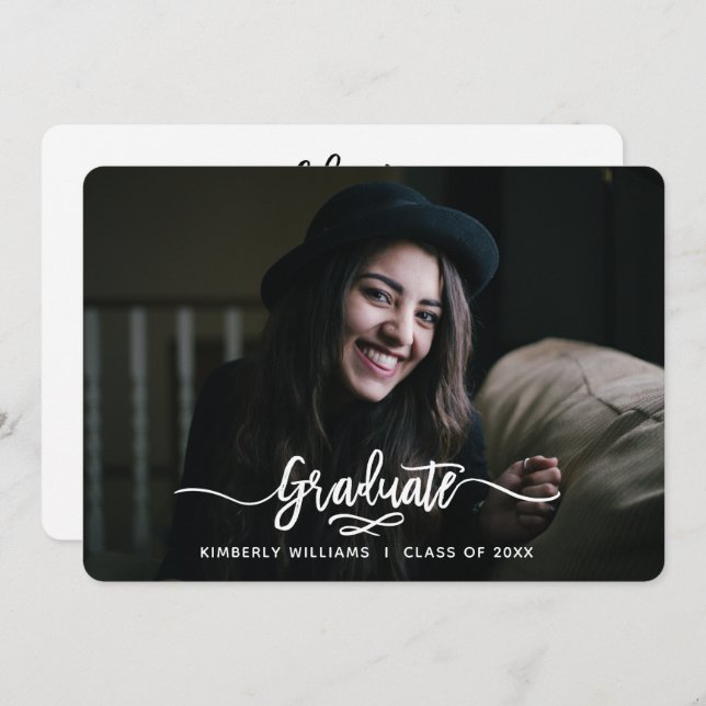 Convite Festa de formatura de Script Moderno Bruto (Frente/Verso)