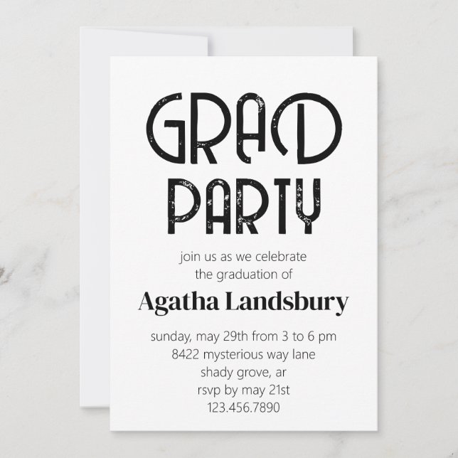 Convite Festa de formatura de Segundo grau Moderno com Dif (Frente)