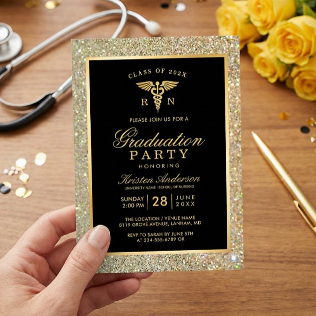 Convite Festa de formatura de Símbolo de Enfermeiro Médico (Criador carregado)