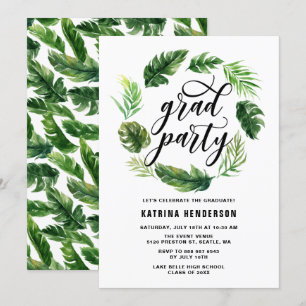 Convite Festa de formatura de solha de folhas tropicais