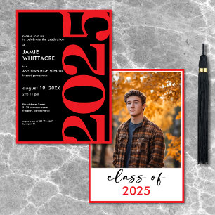 Convite Festa de formatura de Tipografia Vermelha Mínima M