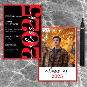 Convite Festa de formatura de Tipografia Vermelha Mínima M