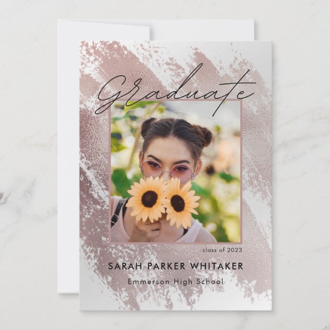 Convite Festa de formatura de Traços de Pincel Dourado Mod (Frente)