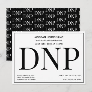 Convite Festa de formatura DNP Branco Preto da Tipografia