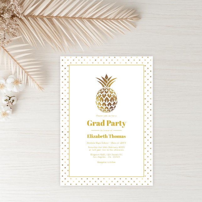 Convite Festa de Formatura do Abacaxi Dourado (Gold Pineapple Graduation Party Invitation)