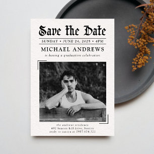 Convite Festa de formatura do jornal de fotos em preto e b