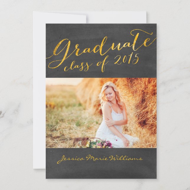 Convite Festa de formatura do quadro | Folha de Ouro (Frente)