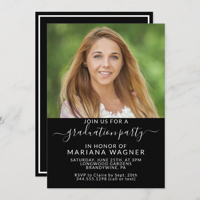 Convite Festa de formatura do Segundo grau de fotos (Frente/Verso)