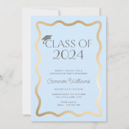 Convite Festa de formatura Dourada Azul-Onda