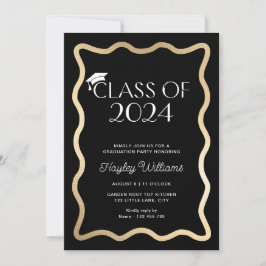 Convite Festa de formatura Dourada Wave Black