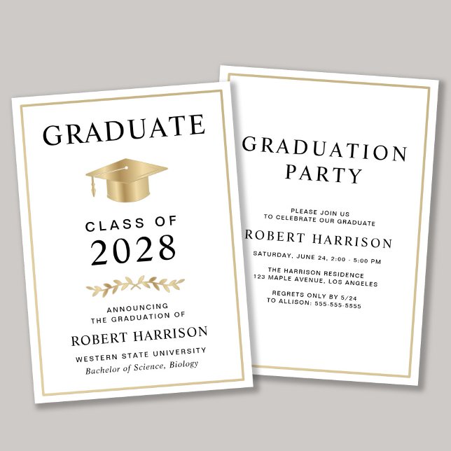 Convite Festa de Formatura Elegante (An elegant college graduation party invitation to celebrate the graduate's achievements)