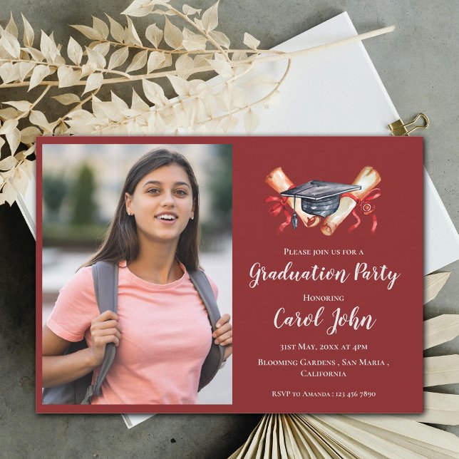 Convite festa de formatura Elegante de Fotografias de Form (2025 Grad Photo Elegant Graduation Party Invitation)