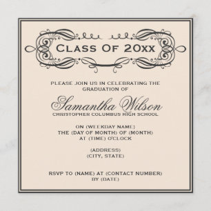 Convite Festa de Formatura Elegante Redemoinhos Vintage Pr