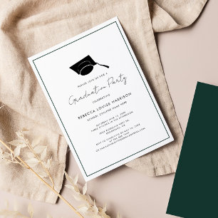 Convite Festa de Formatura Elegante Script Verde Graduado