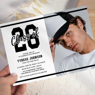 Convite Festa de Formatura em Foto Preta e Branca Moderna