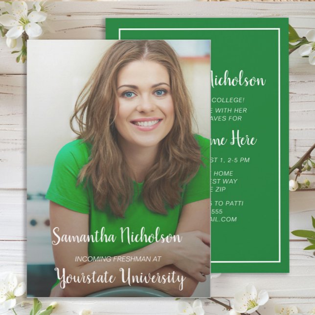 Convite Festa de Formatura em Tronco Verde para Faculdade (Green graduation party photo invitation)