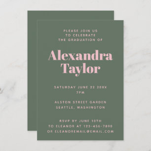 Convite Festa de formatura Estética Verde Cor-de-Rosa