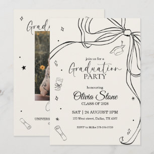 Convite Festa de Formatura Estilo Doodle Desenhada à Mão p