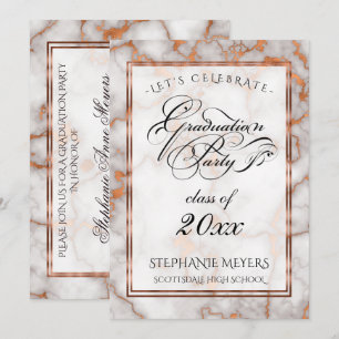 Convite Festa de formatura Faux Bright Cobre Marble