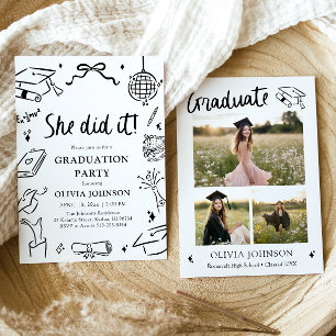 Convite Festa de Formatura Fê-lo Moderna Desenhada à Mão