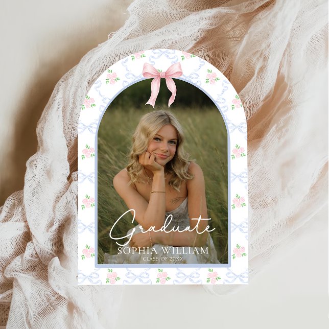 Convite Festa de Formatura Floral com Laço Rosa (Criador carregado)