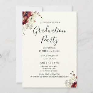 Convite Festa de formatura Floral Mínima Elegante Moderna