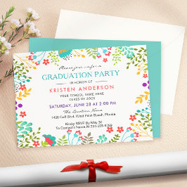 Convite Festa de formatura Floral Moderna Fresca Chic