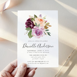 Convite Festa de formatura Floral Rustic Moody Watercolor