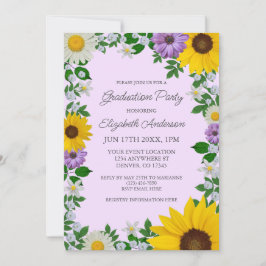 Convite Festa de formatura Floral Rustic Sunflower Daisy