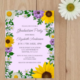 Convite Festa de formatura Floral Rustic Sunflower Daisy