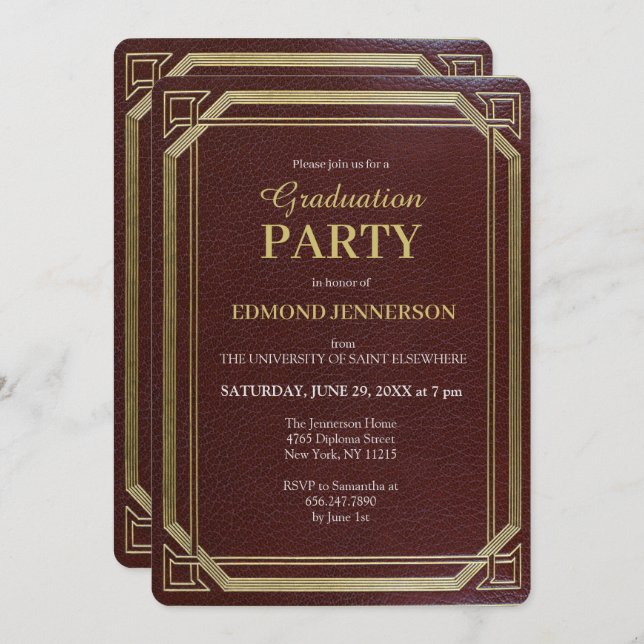 Convite Festa de formatura Formal Elegante Dourada 2025 (Frente/Verso)