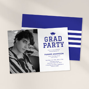 Convite Festa de Formatura Foto Blue Varsity