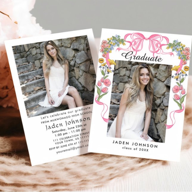 Convite Festa de formatura FOTO do Arco rosa da Tendência  (Criador carregado)