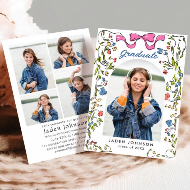 Convite Festa de formatura FOTO do Arco Rosa da Tendência  (Criador carregado)