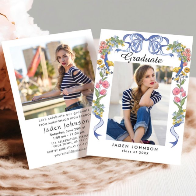 Convite Festa de formatura FOTO do Coquette 2 do Arco azul (Criador carregado)