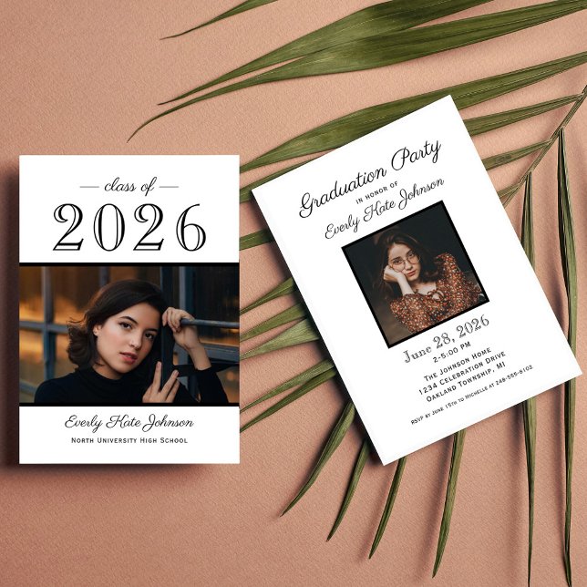 Convite Festa de Formatura Foto Preto e Branco 2026 (Criador carregado)