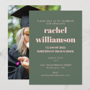 Convite Festa de formatura fotográfica de 2022 verde-rosa