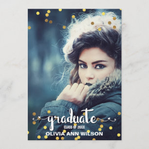 Convite Festa de formatura Fotográfica Faux Gold Foil Con