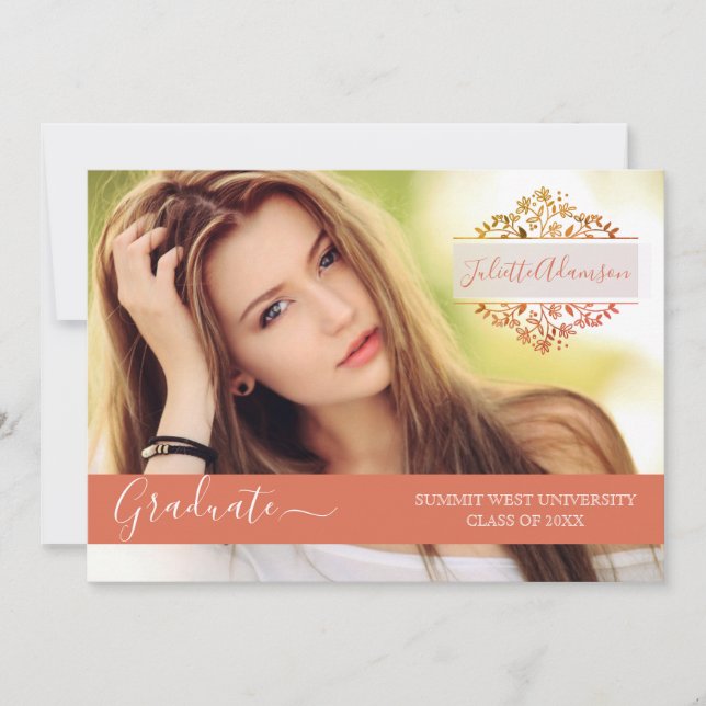 Convite Festa de formatura Fotográfica Monograma Floral Co (Frente)