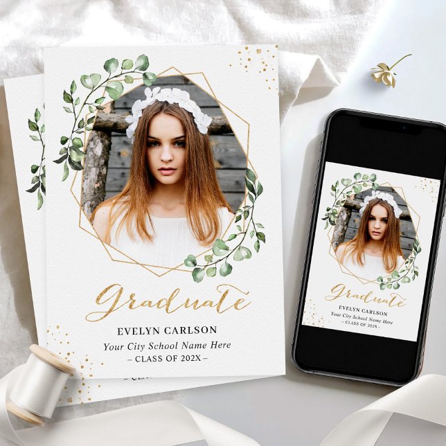 Convite Festa de formatura Geométrica de Fotos Eucalyptus  (Criador carregado)