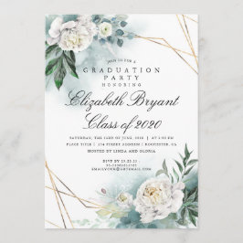 Convite Festa de formatura geométrica Dourada verde